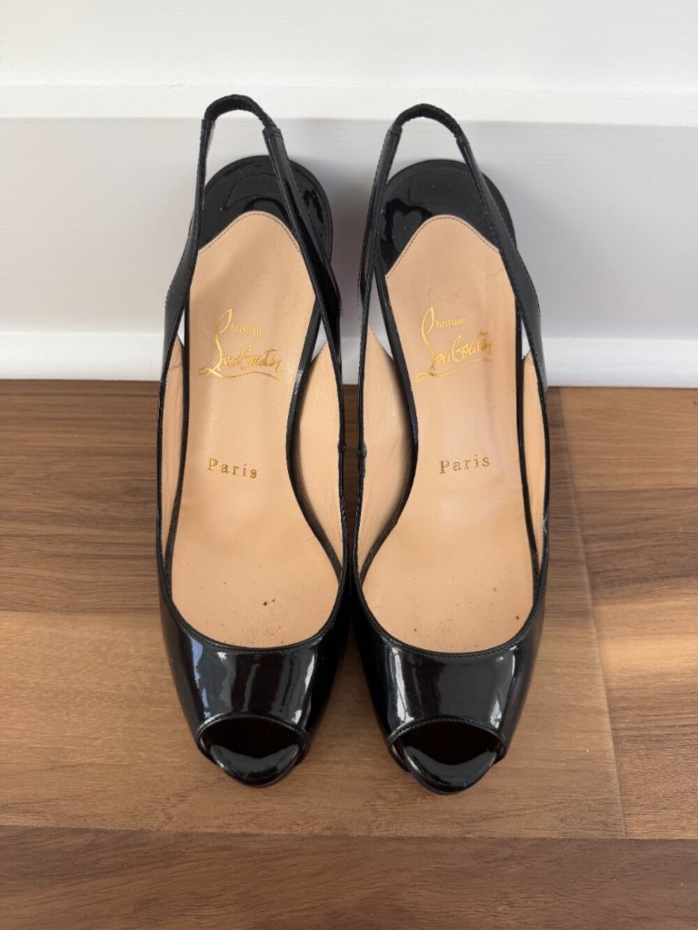 Christian Louboutin | No Privé Patent Slingback Heels - Size 38.5 - Picture 4 of 6